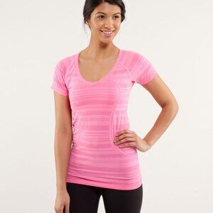 Lululemon Women's Run: Swiftly Tech V Neck - Pink Stripe